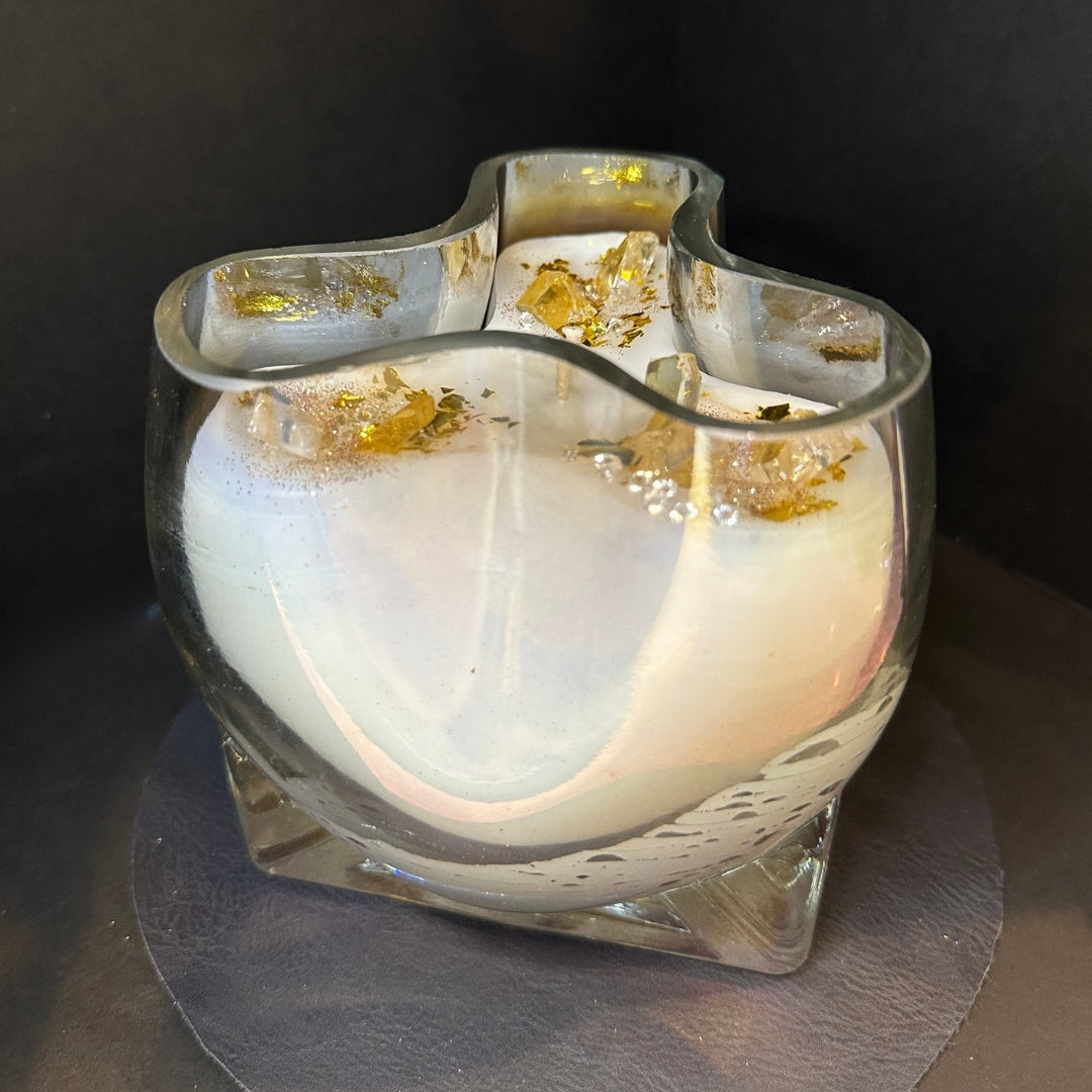 Iridescent Pinched Glass Candle