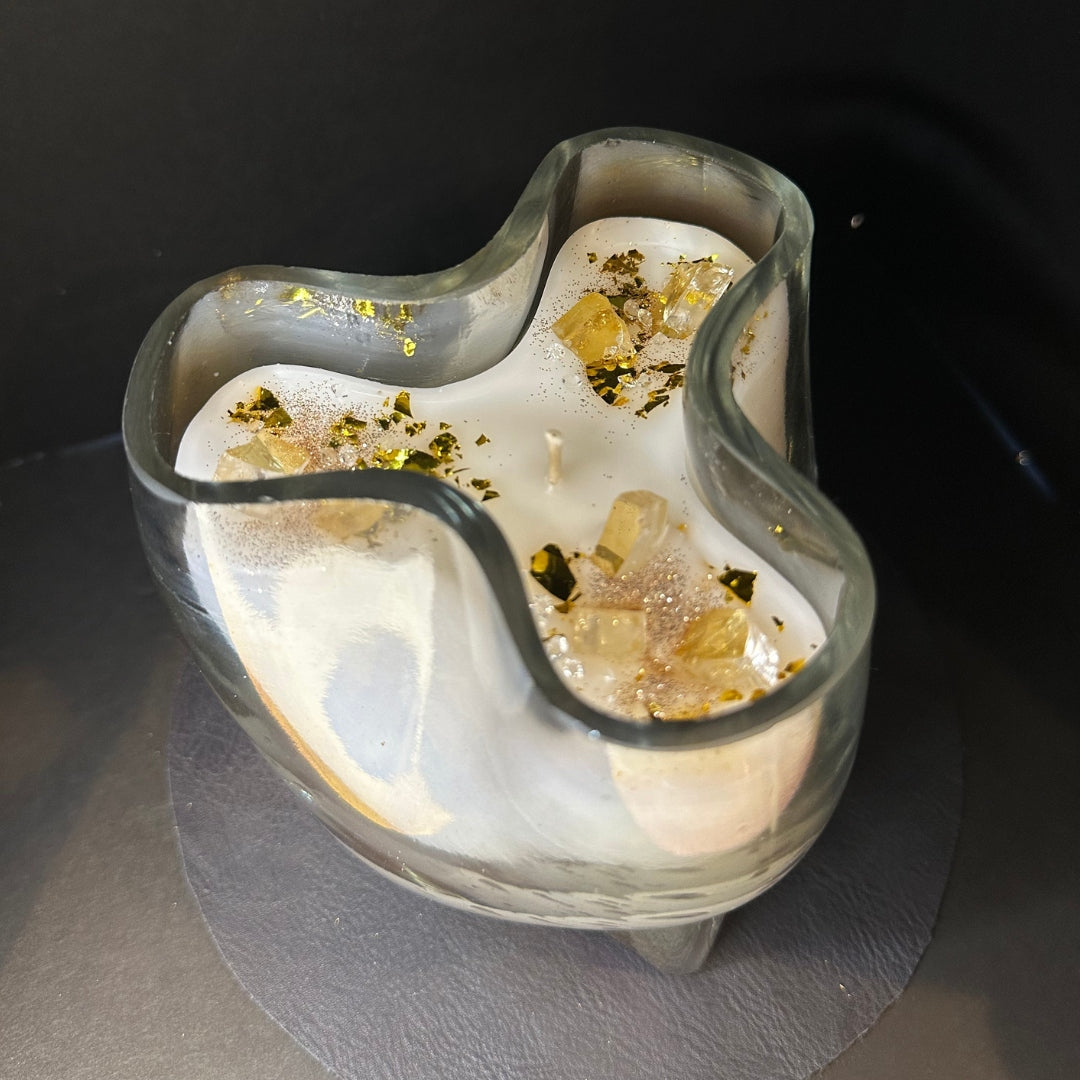 Iridescent Pinched Glass Candle