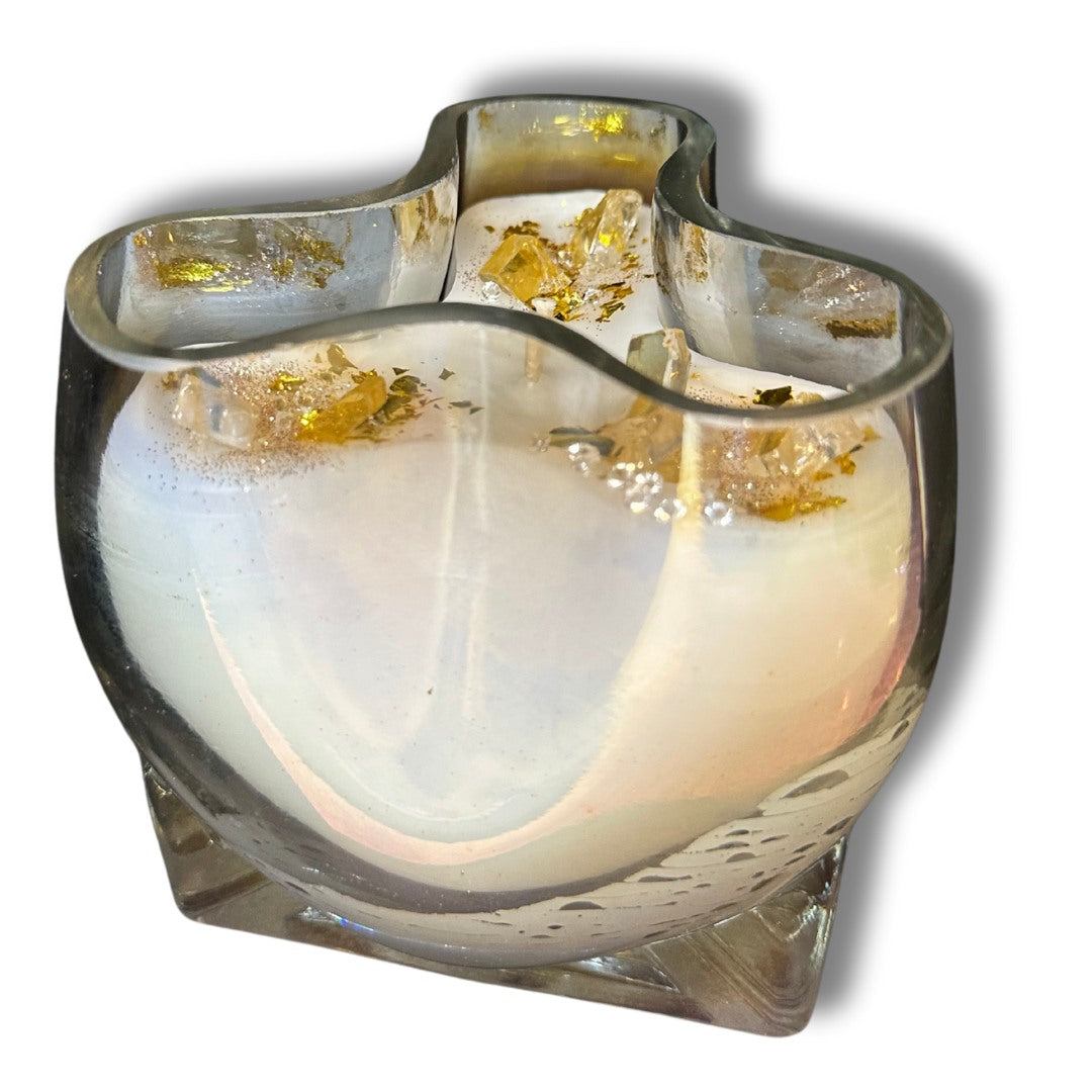 Iridescent Pinched Glass Candle